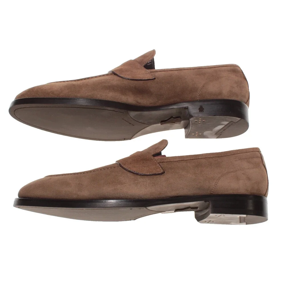 Di Bianco NWB Slip On Penny Loafers Size 14 US in Brown Suede Made in Italy